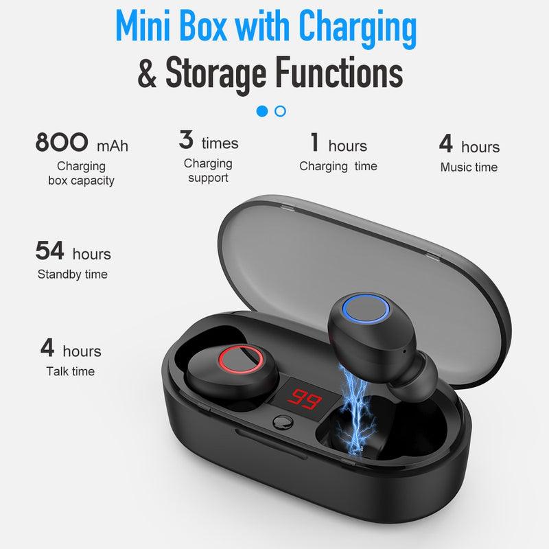 ROCKSPACE Bluetooth Earphone EB10 TWS True Wireless Earbuds Bluetooth 4.1 Stereo Earphones with Charger Box Portable