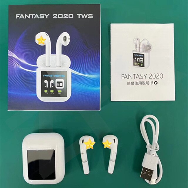 Bluetooth 5.0 Earphone FANTASY 2020 TWS 1.3 Inch LCD Display True Wireless Mini IPX4 waterproof Bluetooth Earbuds For Sport