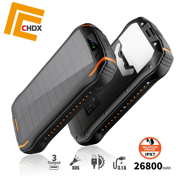 CHDX 26800mah QI Wireless Solar Charger USB power bank Solar Panel wireless charger for mobile phone USB charger new